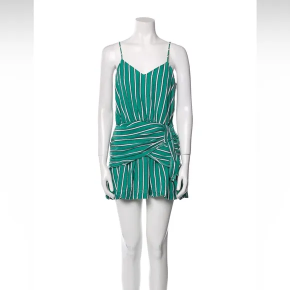 Derek Lam 10 Crosby Striped Green Spaghetti Strap Mini Dress (Size XXL | US 16)