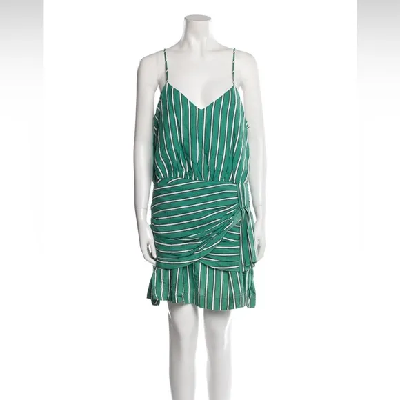 Derek Lam 10 Crosby Striped Green Spaghetti Strap Mini Dress (Size XXL | US 16)