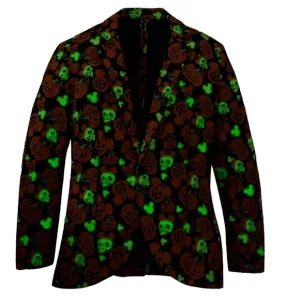 Disney Glow in the Dark Halloween Jacket Blazer Sz L/XL Mickey Pumpkin Skull