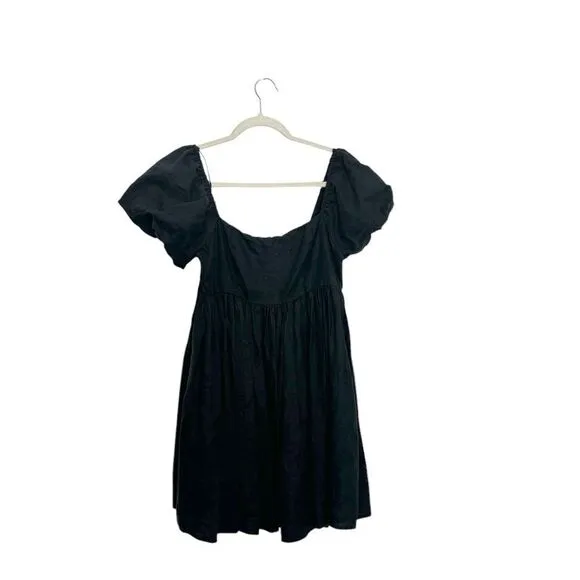 DISSH Danielle Black Linen Mini Dress in black