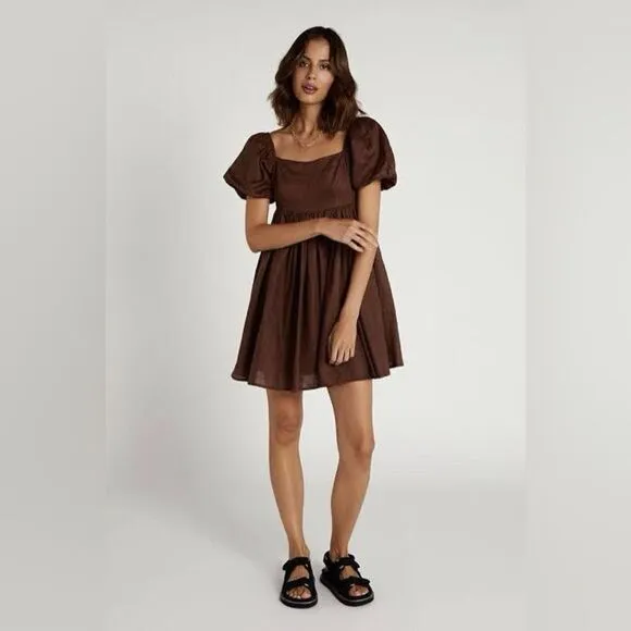 DISSH Danielle Black Linen Mini Dress in black
