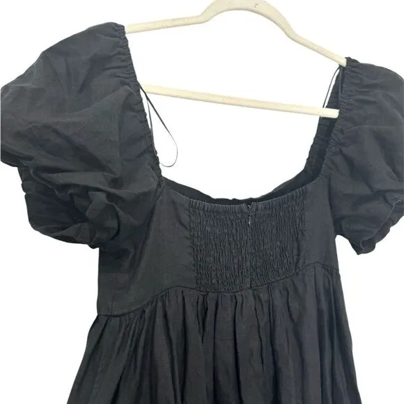 DISSH Danielle Black Linen Mini Dress in black