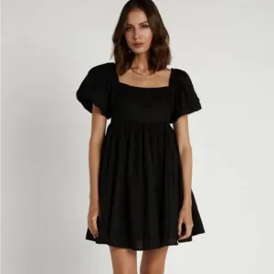 DISSH Danielle Black Linen Mini Dress in black
