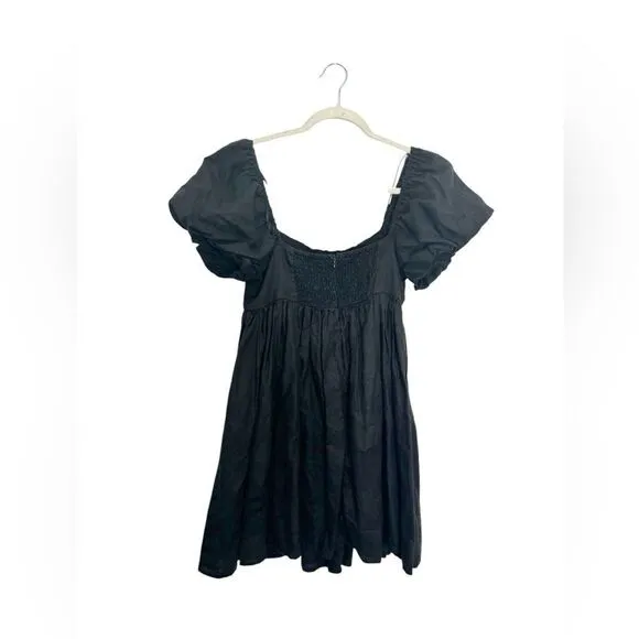DISSH Danielle Black Linen Mini Dress in black