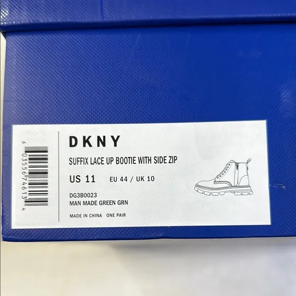 DKNY Men’s Suffix Green Lace-Up Side Zip Combat Boot- Size 11M