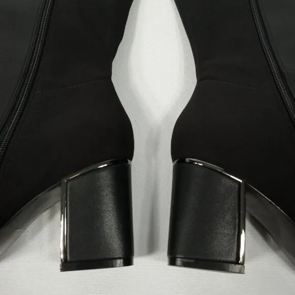 DKNY Women's Cilli Square-Toe Black Knee-High Dress Boots Size 7