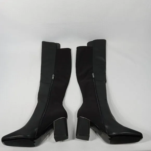 DKNY Women's Cilli Square-Toe Black Knee-High Dress Boots Size 7