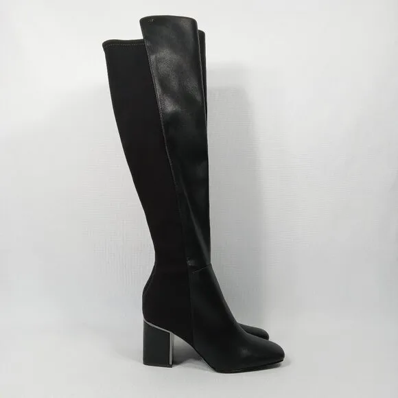 DKNY Women's Cilli Square-Toe Black Knee-High Dress Boots Size 7