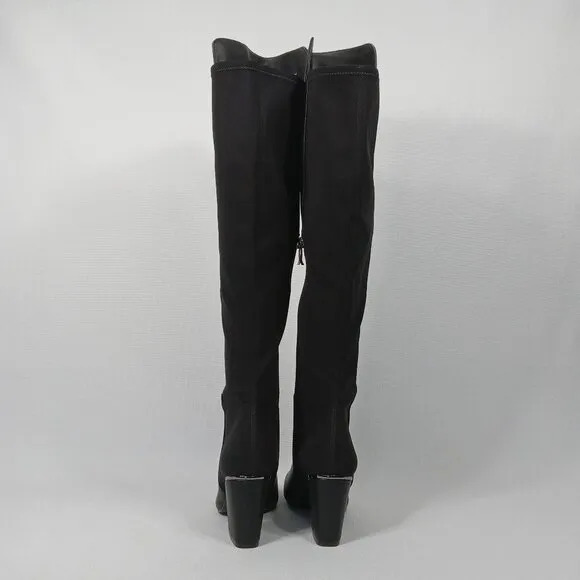 DKNY Women's Cilli Square-Toe Black Knee-High Dress Boots Size 7