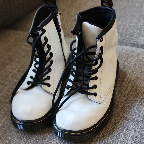 Doc Marten White Lace-Up Kids Boots