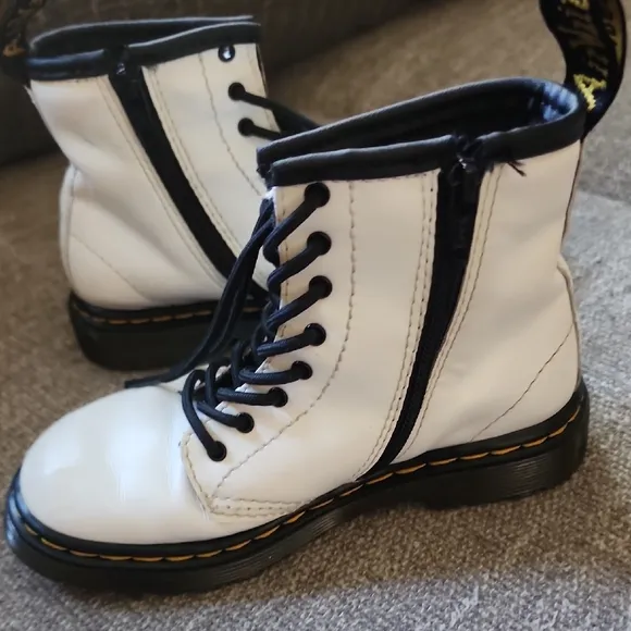 Doc Marten White Lace-Up Kids Boots