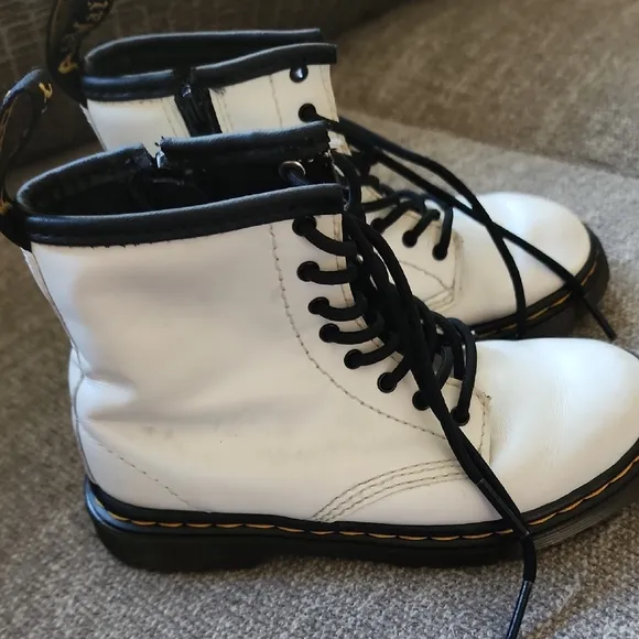 Doc Marten White Lace-Up Kids Boots