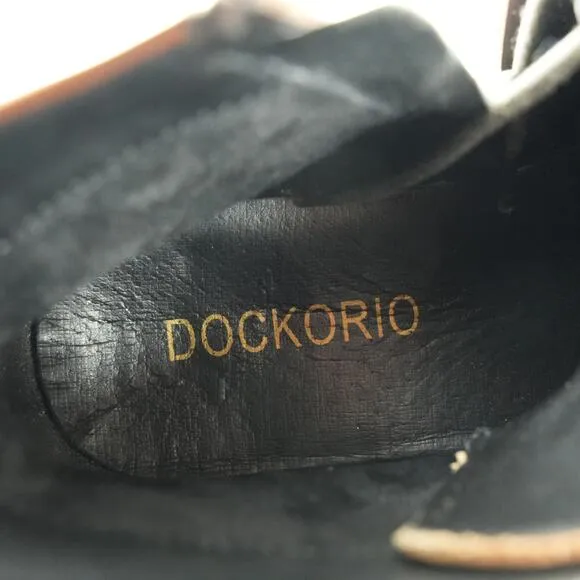 Dockorio Boots Mens 8.5 Brown Leather Brogue Zip Ankle Dress Cap Toe EUC