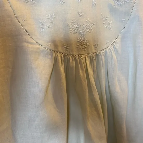 Doen linen cotton blend embroidered babydoll dress