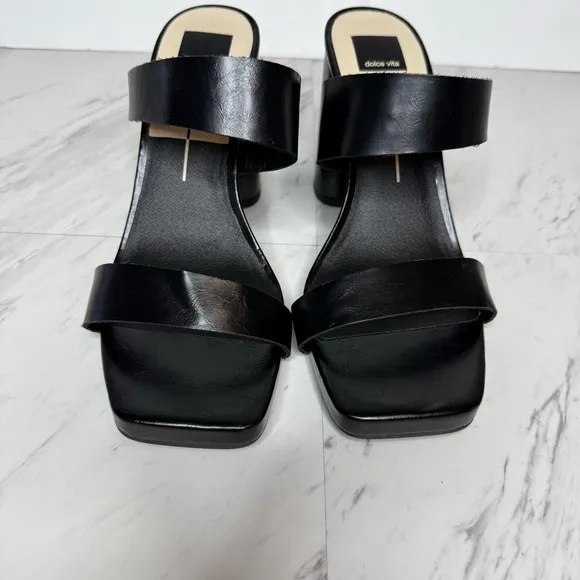 Dolce Vita Cataya Black Square Toe Heeled Sandal 11