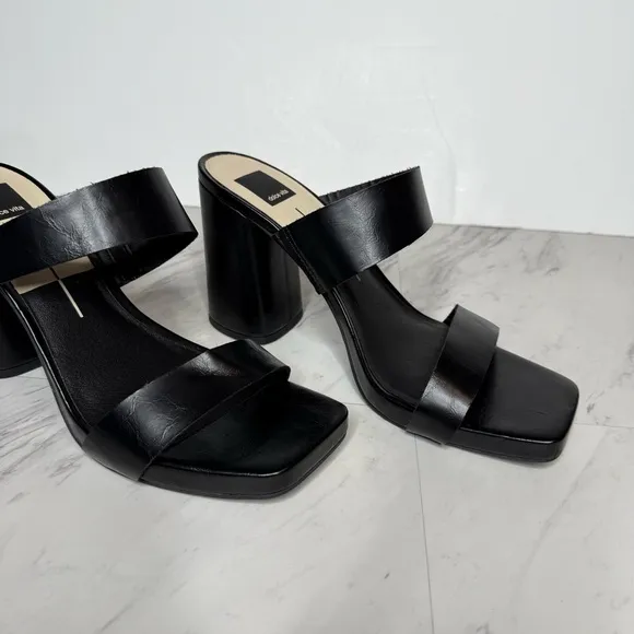 Dolce Vita Cataya Black Square Toe Heeled Sandal 11