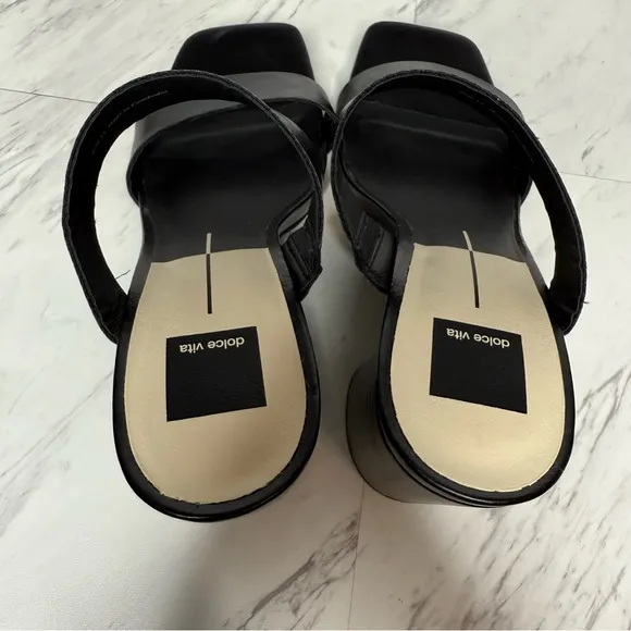 Dolce Vita Cataya Black Square Toe Heeled Sandal 11