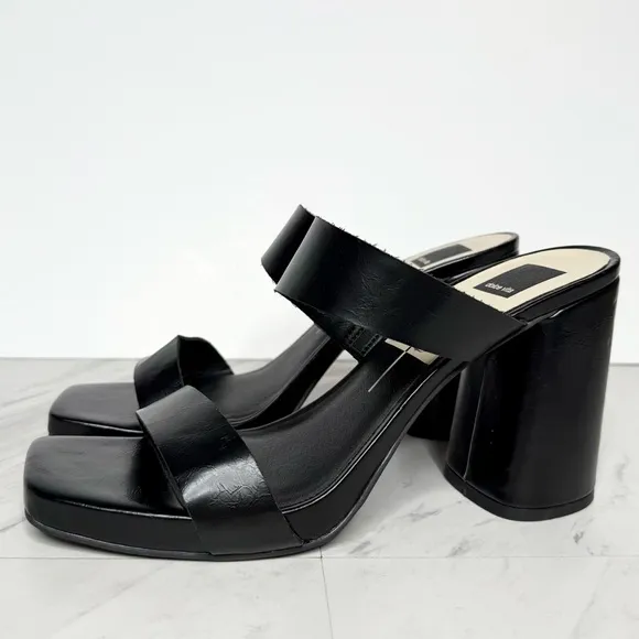 Dolce Vita Cataya Black Square Toe Heeled Sandal 11