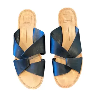 Dolce Vita Derby Slides Slip On Sandals Black Leather 11
