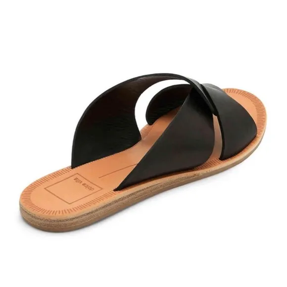Dolce Vita Derby Slides Slip On Sandals Black Leather 11