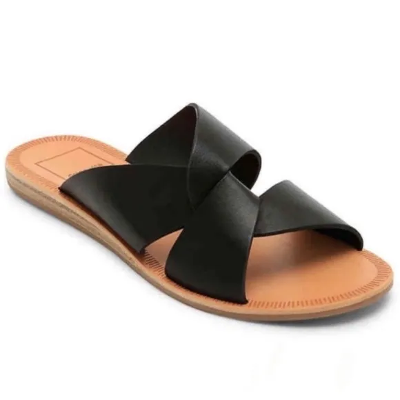 Dolce Vita Derby Slides Slip On Sandals Black Leather 11