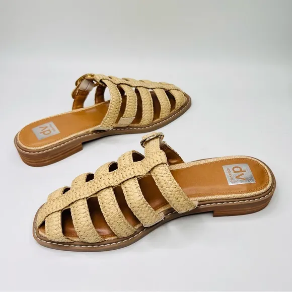 Dolce Vita Fyona Raffia Fisherman Style Slip On Mule Sandals
