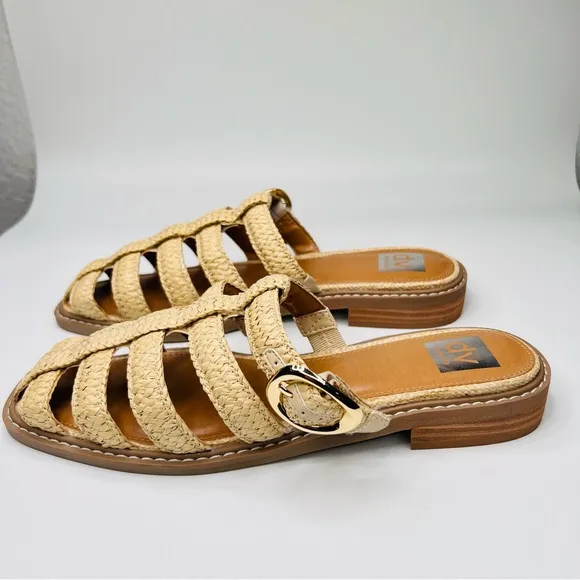 Dolce Vita Fyona Raffia Fisherman Style Slip On Mule Sandals
