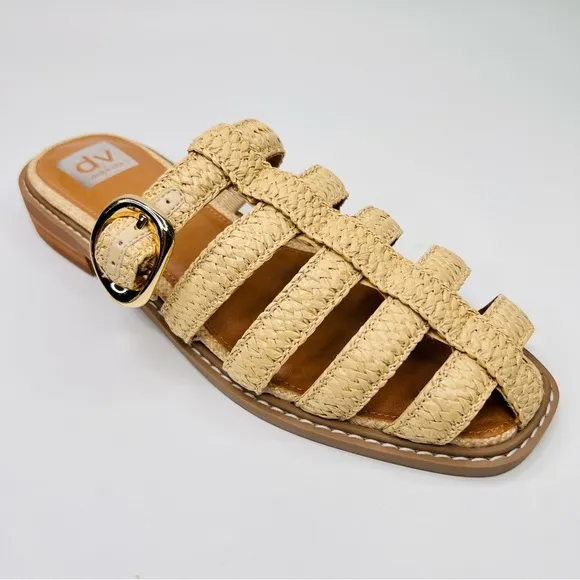 Dolce Vita Fyona Raffia Fisherman Style Slip On Mule Sandals