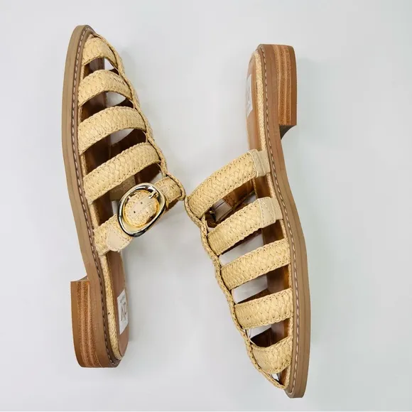 Dolce Vita Fyona Raffia Fisherman Style Slip On Mule Sandals