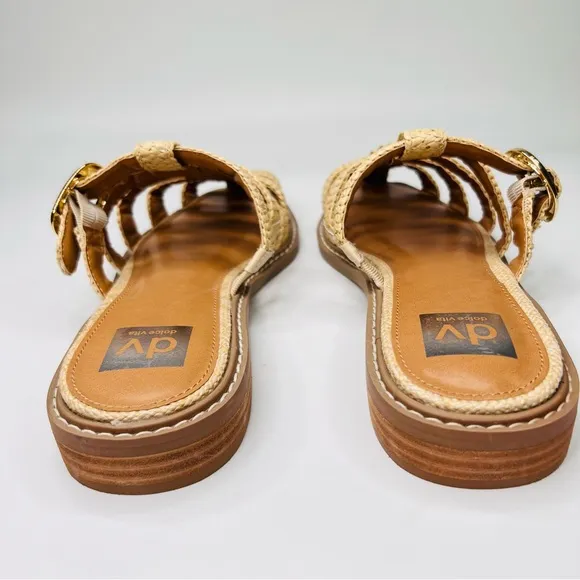 Dolce Vita Fyona Raffia Fisherman Style Slip On Mule Sandals