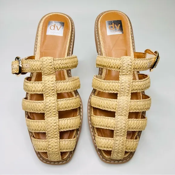 Dolce Vita Fyona Raffia Fisherman Style Slip On Mule Sandals