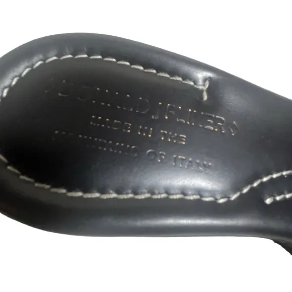 Donald J. Pliner beaded slip on black leather wedge slide sandals size 5.5