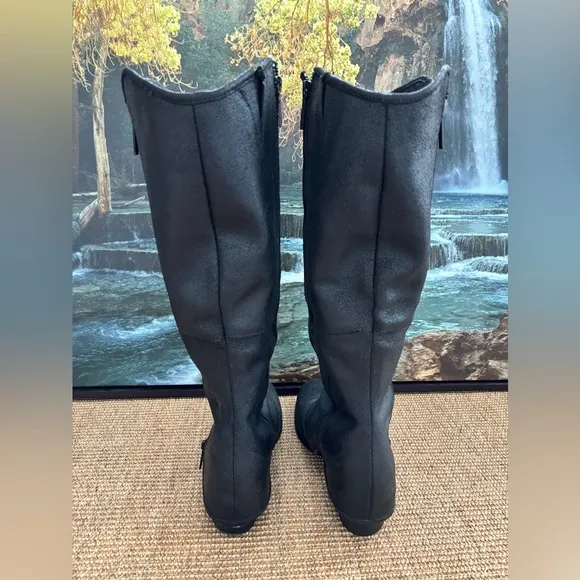 Donald J Pliner DEVI4 Tall Leather Boots Double Zip Cover Western- Iconic 9.5