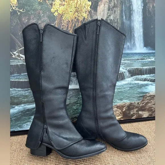 Donald J Pliner DEVI4 Tall Leather Boots Double Zip Cover Western- Iconic 9.5