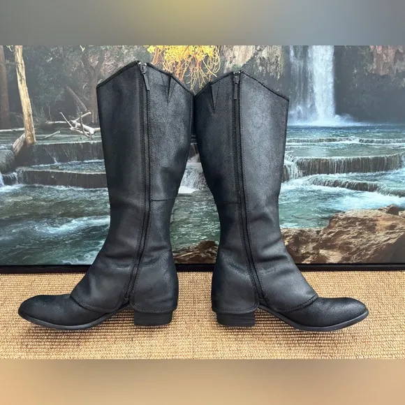 Donald J Pliner DEVI4 Tall Leather Boots Double Zip Cover Western- Iconic 9.5