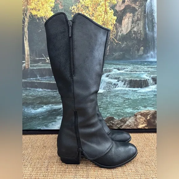 Donald J Pliner DEVI4 Tall Leather Boots Double Zip Cover Western- Iconic 9.5