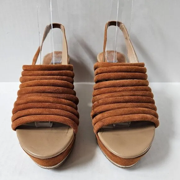 Donald J Pliner Shoes Womens 8 Fenn Strappy Wedge Sandals Caramel Brown Suede