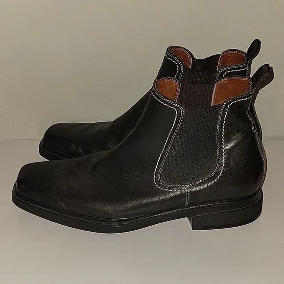 Donald J Pliner Executive dress Chelsea boots black leather size 11.5 square toe