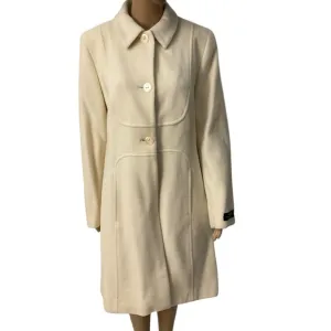 Donatella Women’s Single Breasted Cream Walker Coat. Size 10