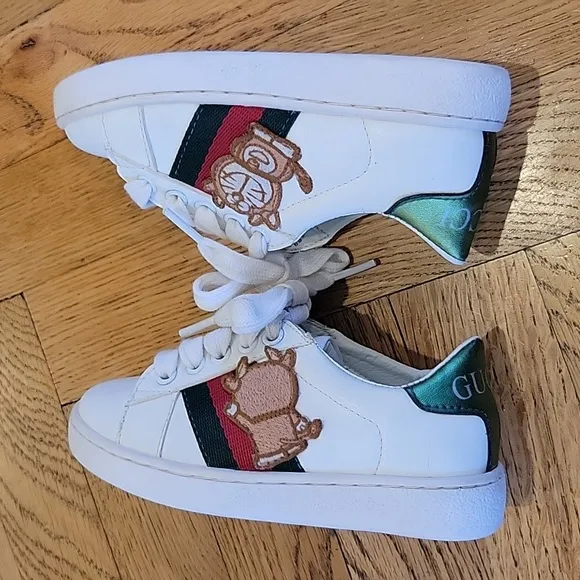 Doraemon x Gucci Toddler Ace Tainer  White Leather Sneaker Size 26 US 10