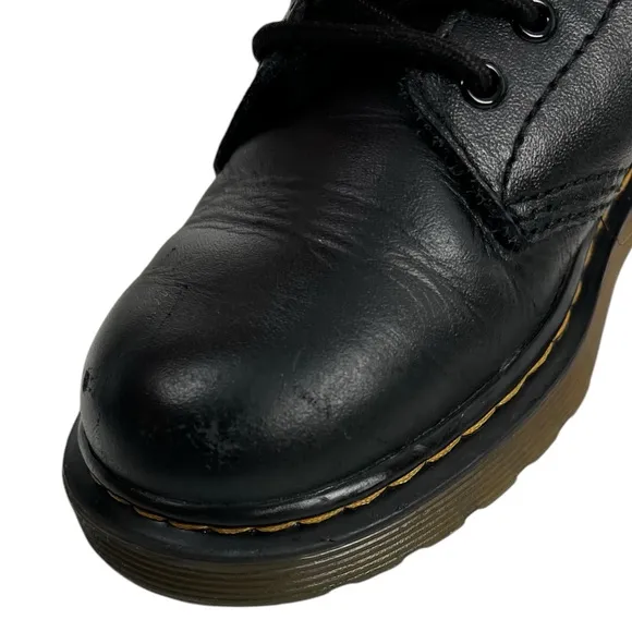 Dr. Doc Martens 1460 J Youth Kids Size 1 Lace Up Boots Black Leather Side Zip