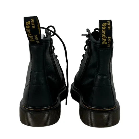 Dr. Doc Martens 1460 J Youth Kids Size 1 Lace Up Boots Black Leather Side Zip