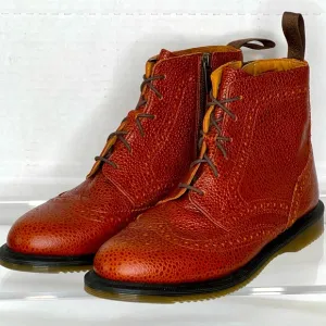 Dr. Martens Delphine Wingtip Boots, Chestnut Brown, EU 41, Women’s 9, Side Zip.
