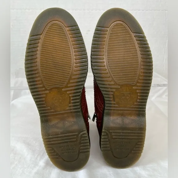 Dr. Martens Delphine Wingtip Boots, Chestnut Brown, EU 41, Women’s 9, Side Zip.
