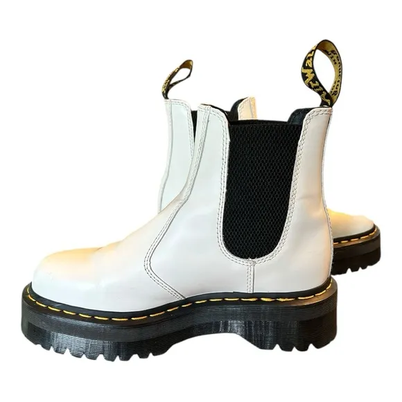Dr. Marten’s Doc Chelsea Chunky Platform Smooth White Leather Boots Air Wair EC