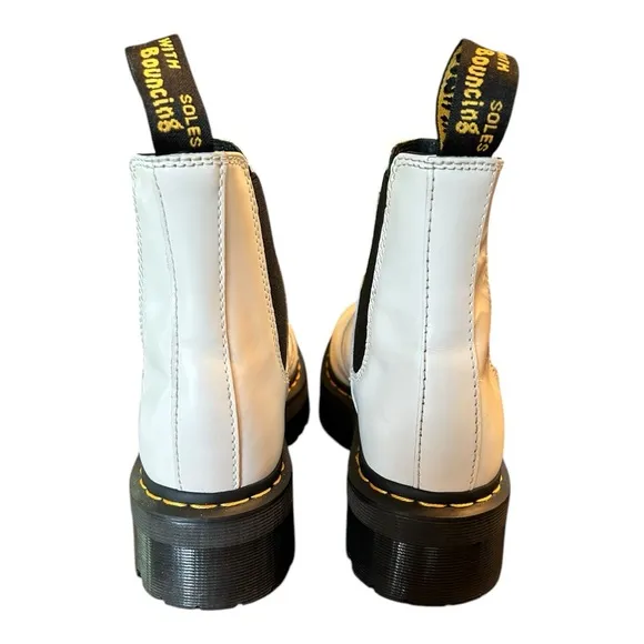Dr. Marten’s Doc Chelsea Chunky Platform Smooth White Leather Boots Air Wair EC