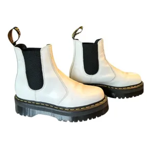 Dr. Marten’s Doc Chelsea Chunky Platform Smooth White Leather Boots Air Wair EC
