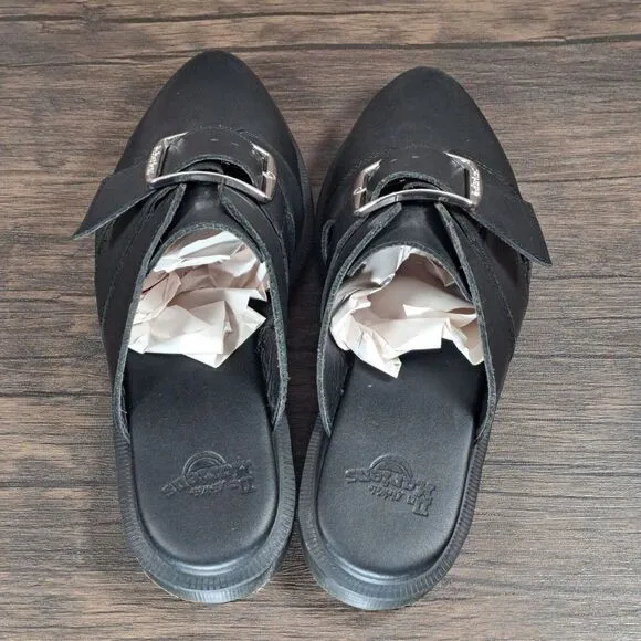 DR Martens Nyro Temperley Black Leather Slip on Mule Sandals w/Buckle Women's 6
