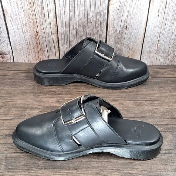 DR Martens Nyro Temperley Black Leather Slip on Mule Sandals w/Buckle Women's 6