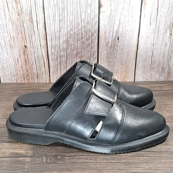 DR Martens Nyro Temperley Black Leather Slip on Mule Sandals w/Buckle Women's 6